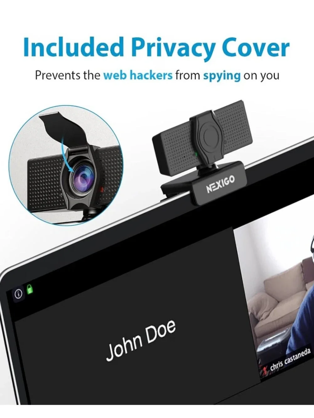 Nexigo Black HD Webcam with Clip Mount - USB Computer Camera NIB
